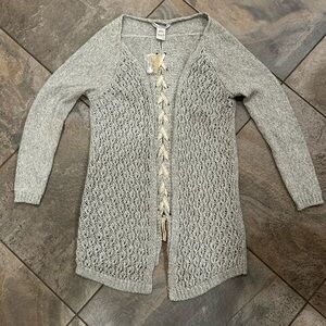 NWT American Rag Gray Cardigan Sweater Open Knit. Adorable open style back.